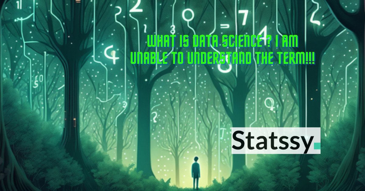 A seeker at the edge of a luminous data forest, poised to explore the intricate mysteries of data science, guided only by the dim light of curiosity and the stars of uncertainty above.