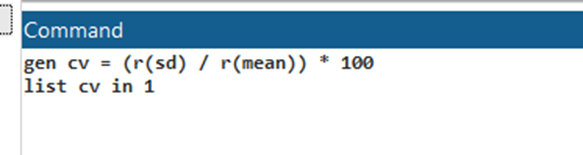 Coefficient of Variation in Stata: