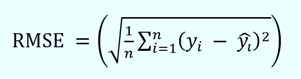 The mathematical formula for RMSE is